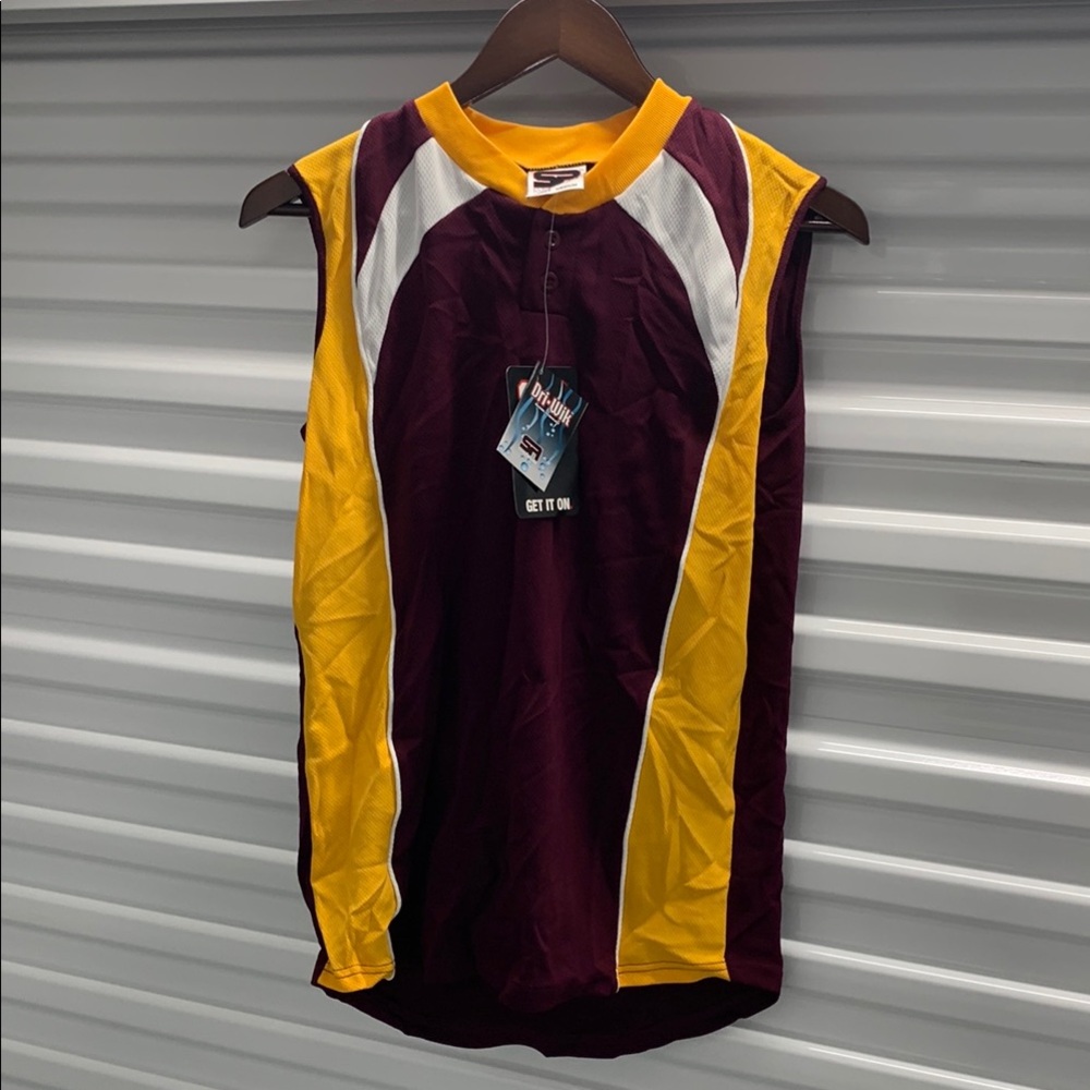 Sleeveless Maroon and Yellow Top